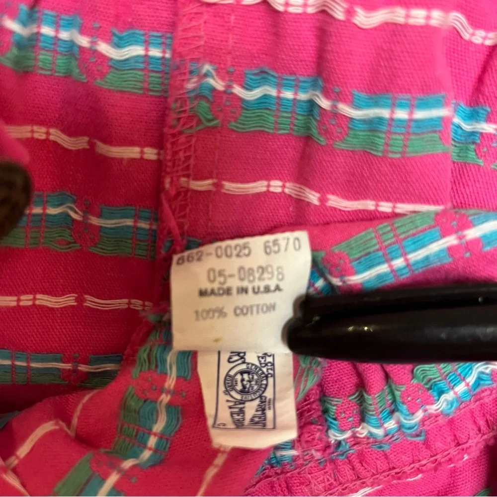 VTG 90s OshKosh Floral Overalls Bibs Bow Pink Blue Girls Size 18M USA‎ Union Tag